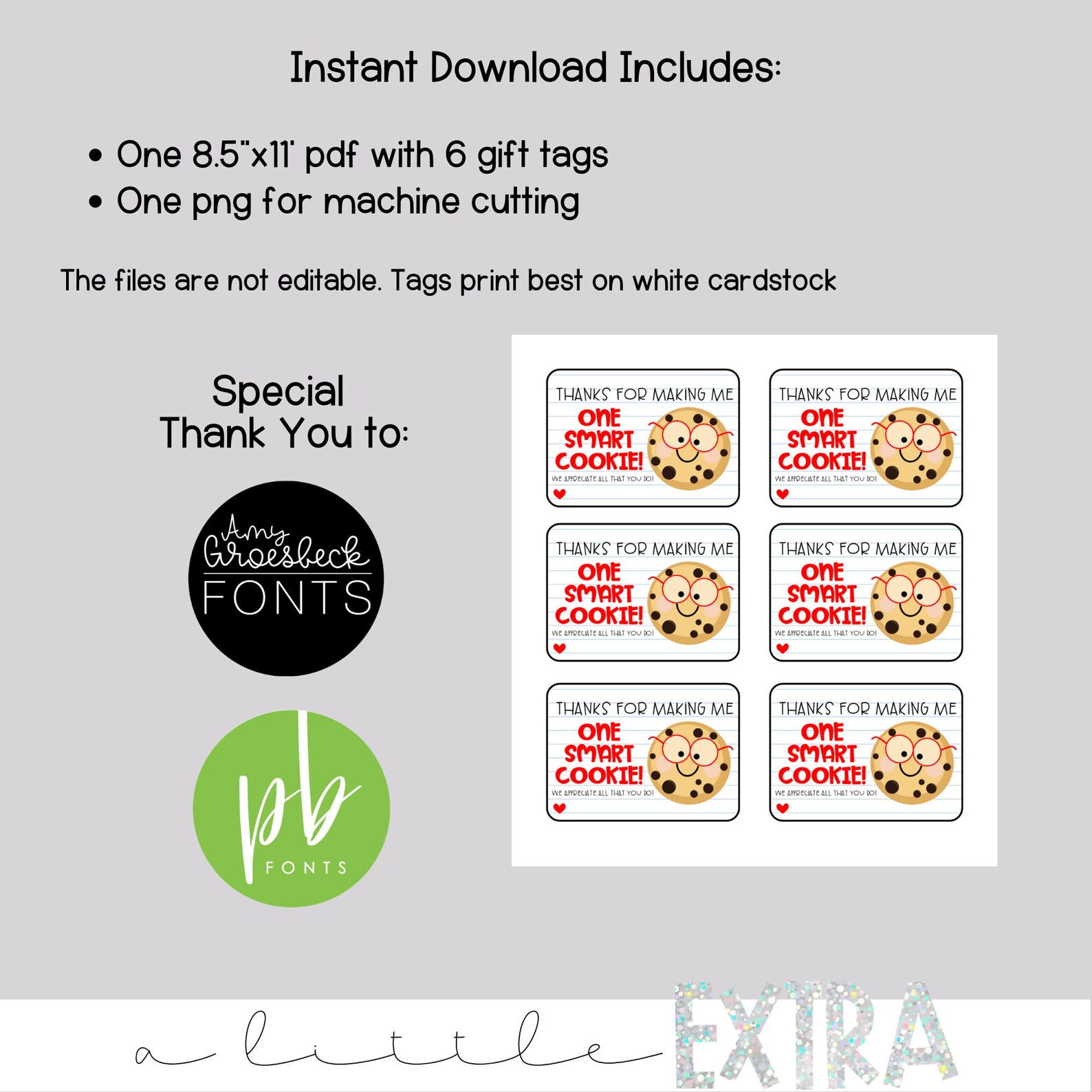 Smart Cookie Teacher Appreciation Gift Tag Instant Download Printable ...