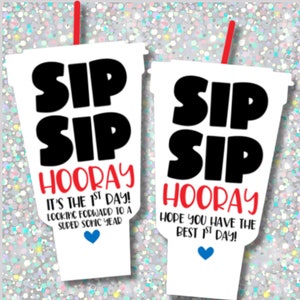 Sip Sip Hooray First Day Gift Card Tag Instant Download Printable