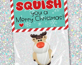 Squish You a Merry Christmas Squishy Gift Tag Instant Download Printable