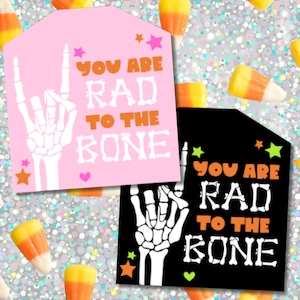 Rad to the Bone Halloween Gift Tag Instant Download Printable