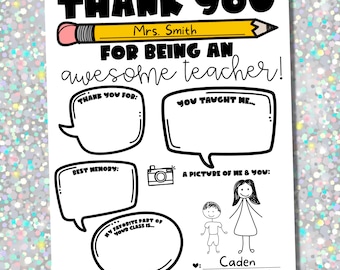 Teacher Appreciation Letter Instant Download Printable Gift