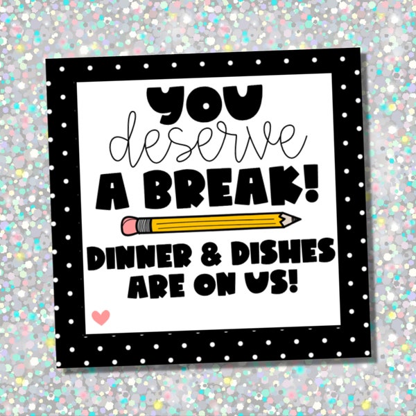 Dinner and Dishes Appreciation Gift Tag Instant Download Printable