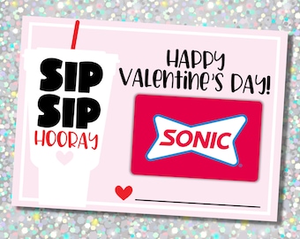 Sip Sip Hooray Valentine's Gift Card Tag Printable