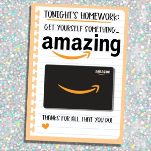 Amazing Teacher Appreciation Amazon Gift Card Tag Instant Download Printable