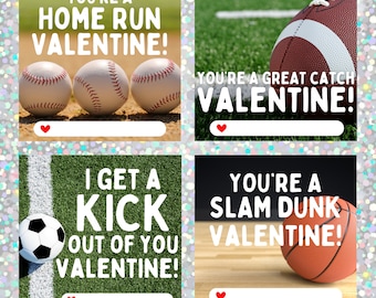 Sports Valentine Cards Football Baseball Basketball Soccer Instant Download Printables