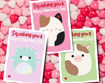 Squish Valentine Card Gift Tag Instant Download Printable