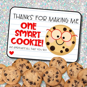 Smart Cookie Teacher Appreciation Gift Tag Instant Download Printable