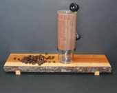 Coffee grinder. Body made from negundo maple, lid and base made from black walnut, mechanism in ceramic