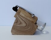 Coffee grinder. Body,base and lid made from black ash, mechanism in ceramic , metal handle