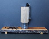 Coffee grinder. Body made from negundo maple, lid and base made from black walnut, mechanism in ceramic