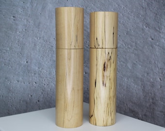Set of Pepper and Salt Mills in Coti Maple, Handmade Quebec Craftsmanship, Crushgrind® Mechanism, Superior Quality Spice Mills