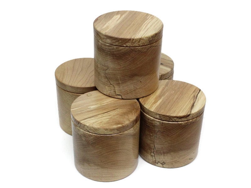 Unique salt cellar made of spalted maple wood. Free Shipping