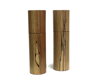 Set of spalted  maple wood salt and pepper mill 8 inches