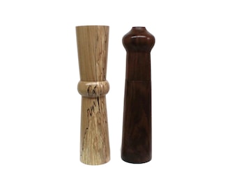 unique Artisanal salt and pepper mill set of 10 3/4 inc., wooden salt and pepper mill, spice mill, salt and peppermill grinder