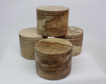 Wood salt cellar in wood, hand-turned, handcrafted, made in Quebec from spalted maple.