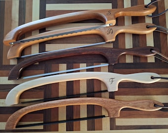 Handmade Bread Knife,   Bow Bread  Knife,  Sourdough, Fiddle Bow Bread Knife, Gift Wrapped, Perfect Gift, Engraved