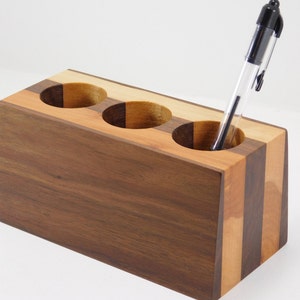 Pencil Holder / Solid Walnut and Cherry Wood Pencil Holder / Caddy / Desk Organizer / Tool Holder /  Craft Supplies