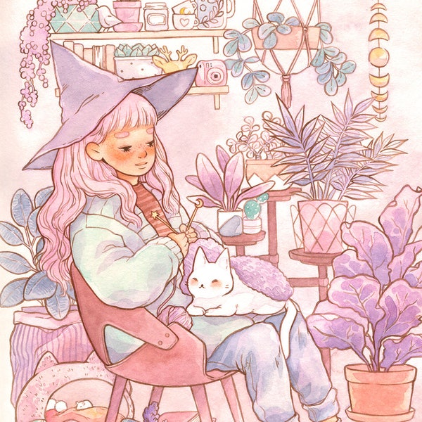 Cozy Witch Art Print