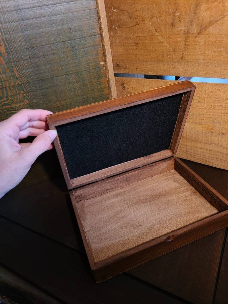 As is-Antique style skeleton Cigar jewelry box vintage wood restored