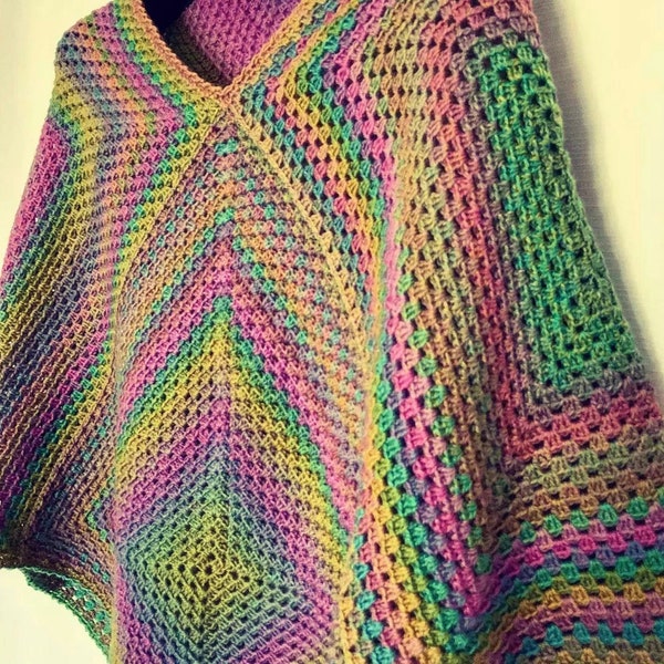 Granny style Poncho - CROCHET PATTERN ONLY - no finished product