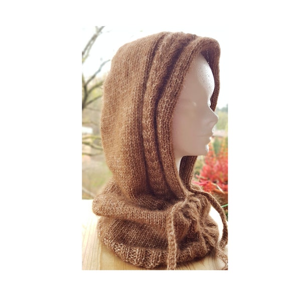 Cable cowl with hood - KNITTING PATTERN ONLY - no finished product - adult size - fits teenagers - skill level: intermediate