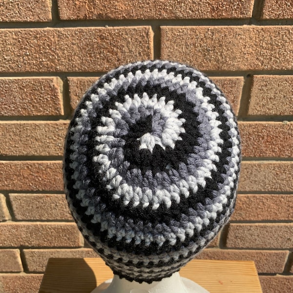 Spiral beanie with three colors - CROCHET PATTERN ONLY - no finished product