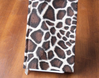 GIRAFFE JOURNAL: Fuzzy fabric on hard cover, creme laid paper used for this BLANK, quality handbound book.