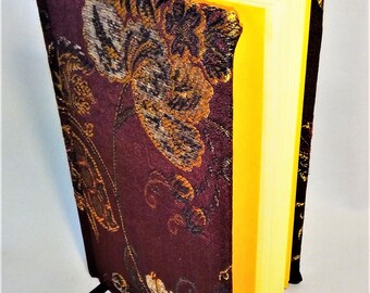 HANDMADE journal: Unique fabric cover with unlined yellow paper