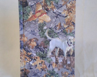 HUNTERS & DOG searching woods cover and fill this hard-cover journal