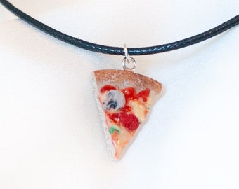 Realistic Polymer Clay Pizza Slice Necklace and Foodie Gift