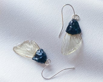 Real Cicada Wings Earrings - Polymer Clay, nature-inspired, OOAK Jewelry