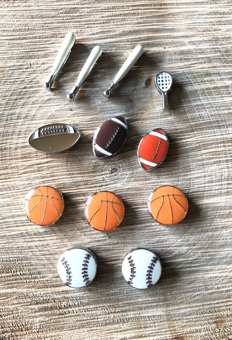 Mixed Set of 12pc 8mm Sports Fan Slide Charms