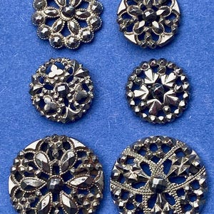 6 ANTIQUE CUT STEEL Buttons