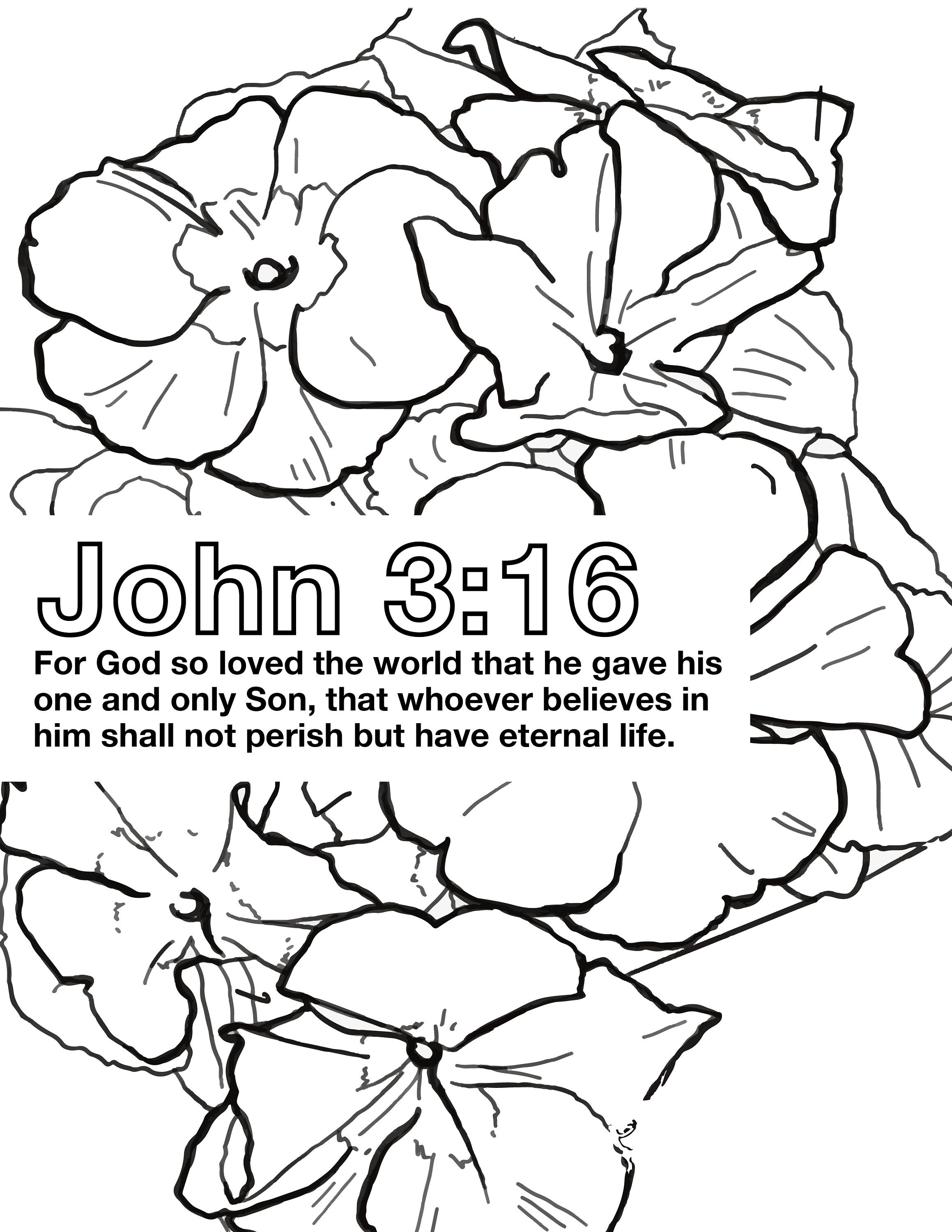 Scripture Coloring Page John 3:16 DIGITAL DOWNLOAD | Etsy