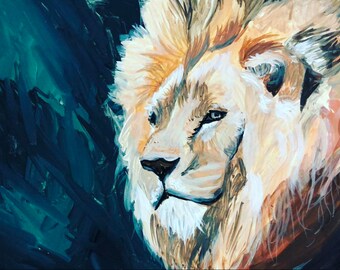 Brave Lion | Gouache Painting on Clay Board | 5% Pledged to Environmental Causes