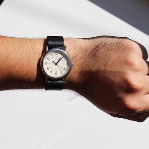 Black Leather Timex Weekender Watch Strap