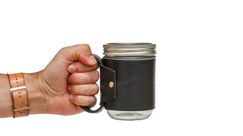 Leather Mason Jar Sleeve image 5