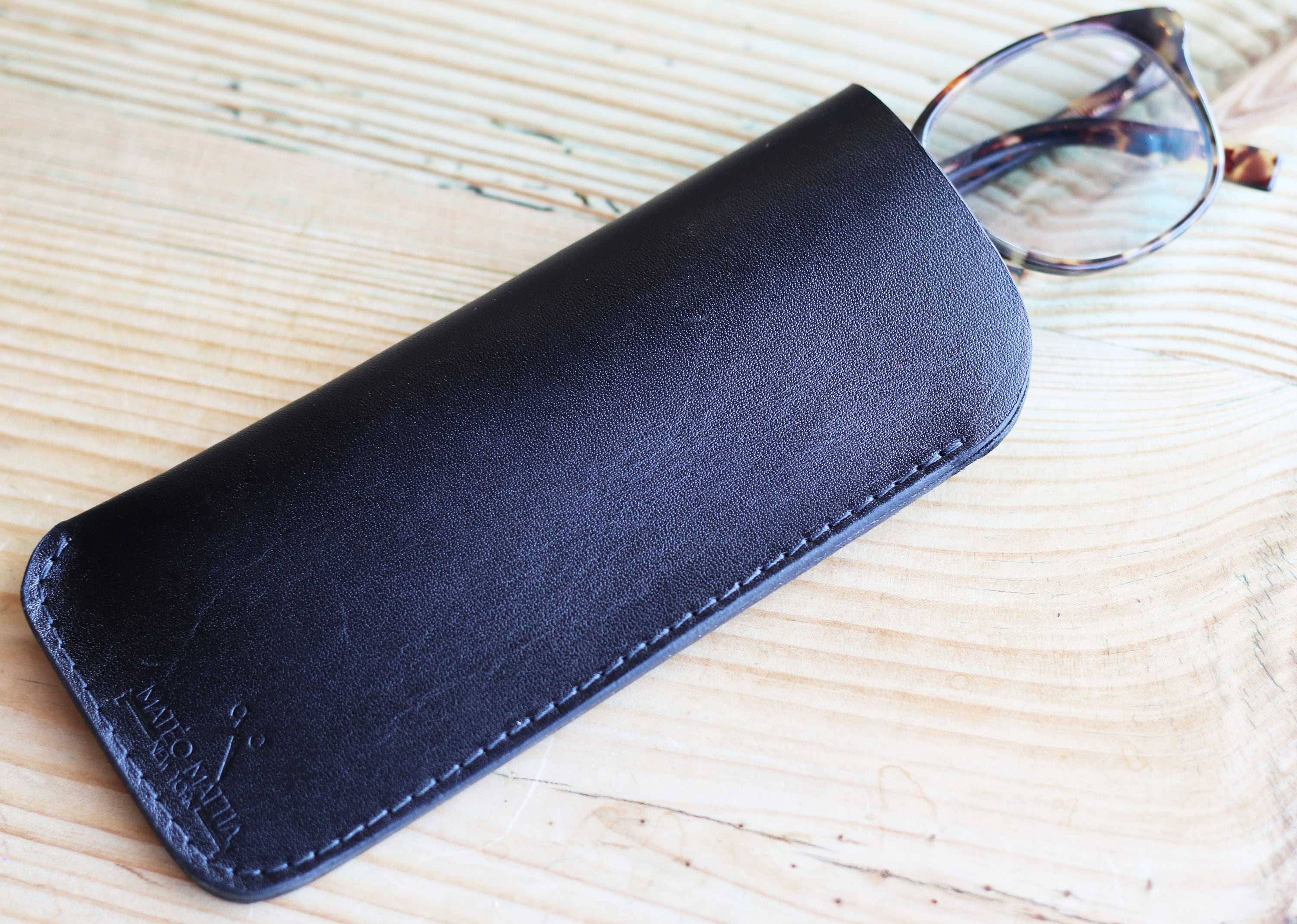 Black Leather Glasses Case Etsy