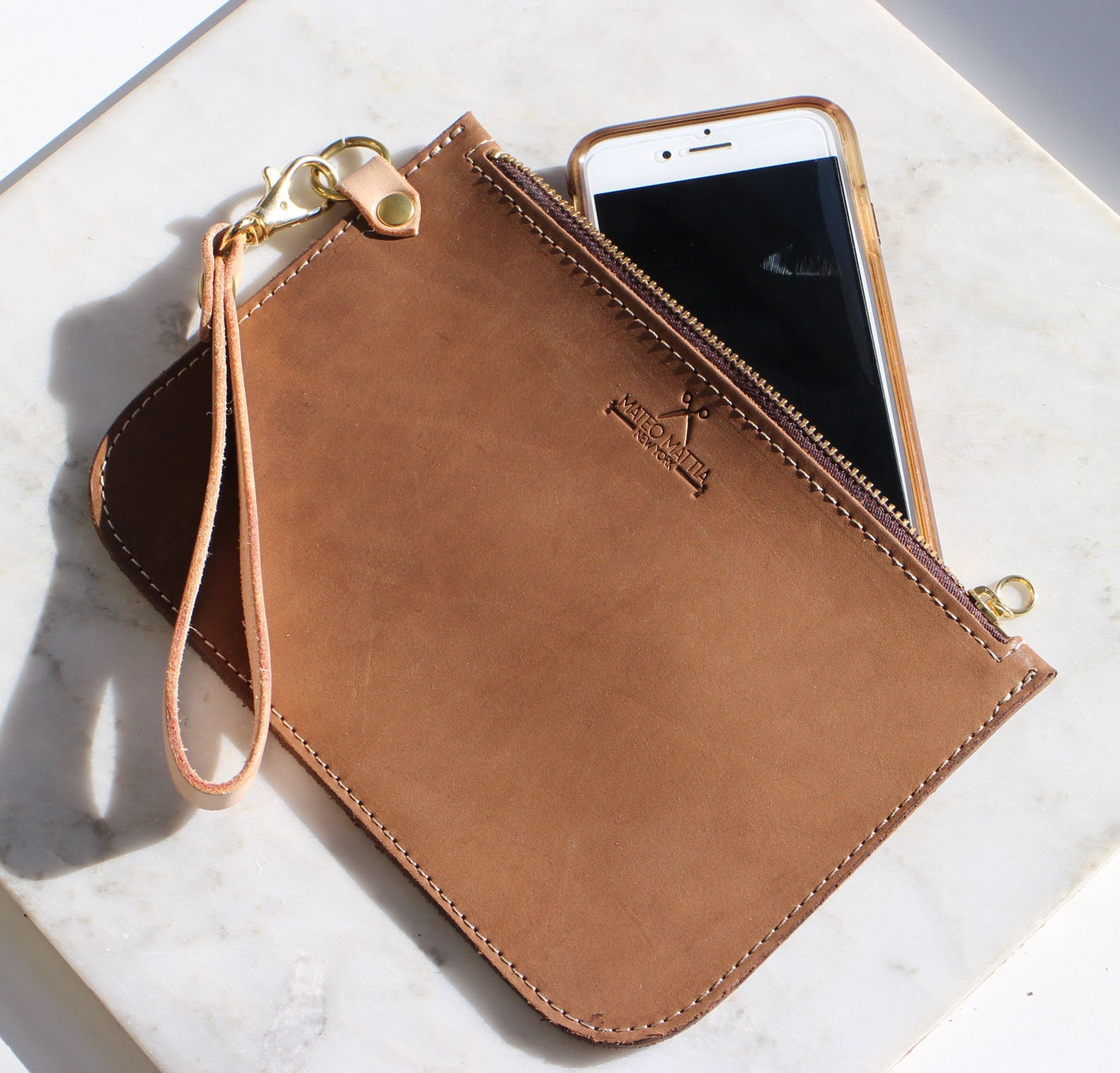 Brown Zippered Wallet With Wristlet - Etsy