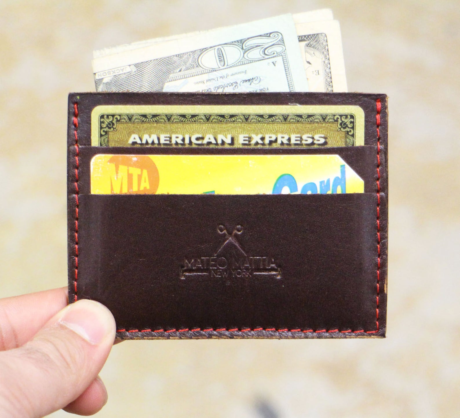 Leather Card Wallet Etsy