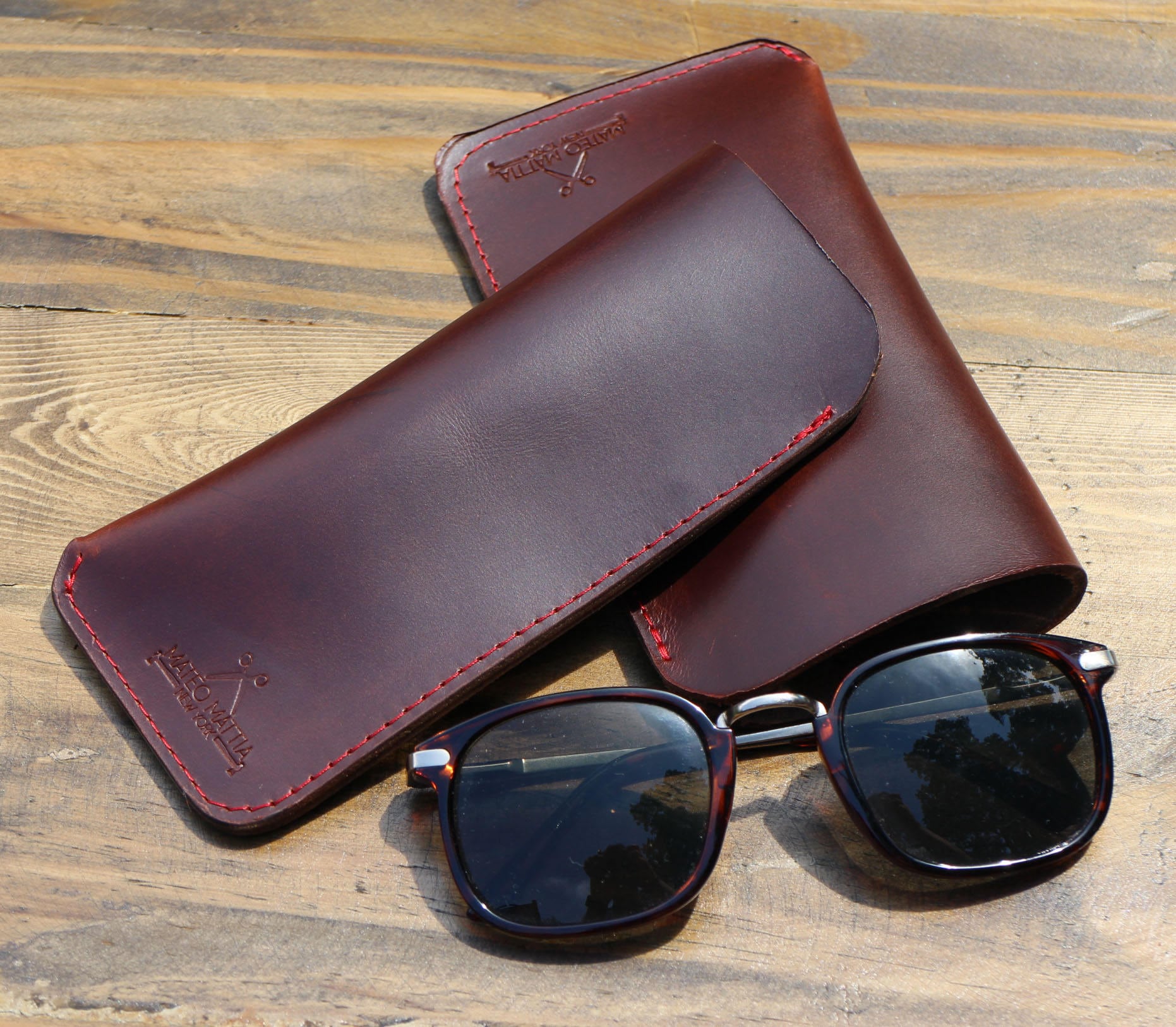 Brown Leather Glasses Case Etsy