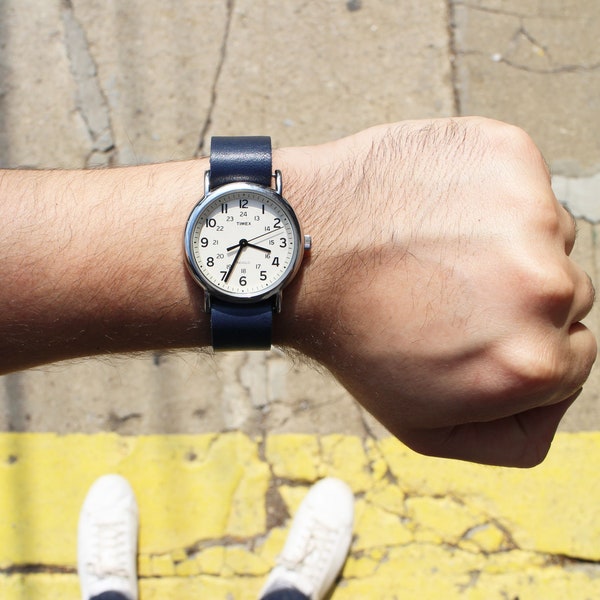 Blue Leather Timex Weekender Watch Strap