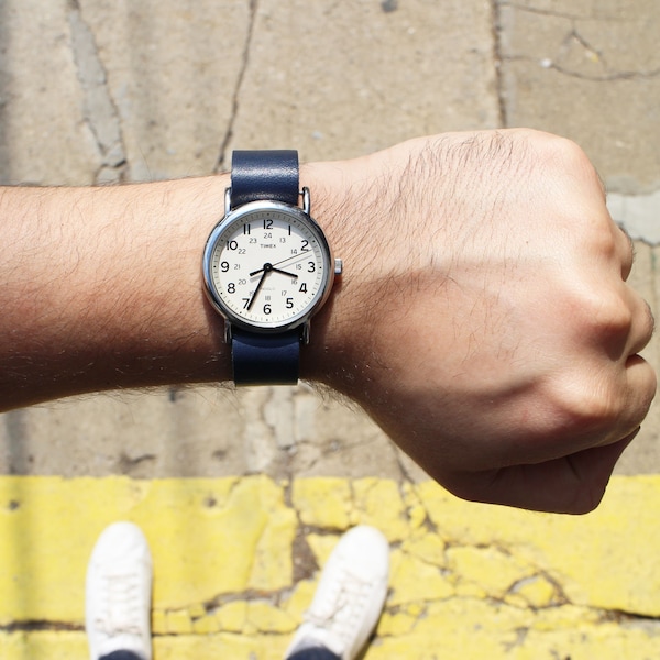 Blue Leather Timex Weekender Watch Strap