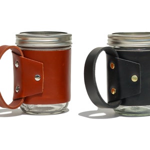 Leather Mason Jar Sleeve image 1