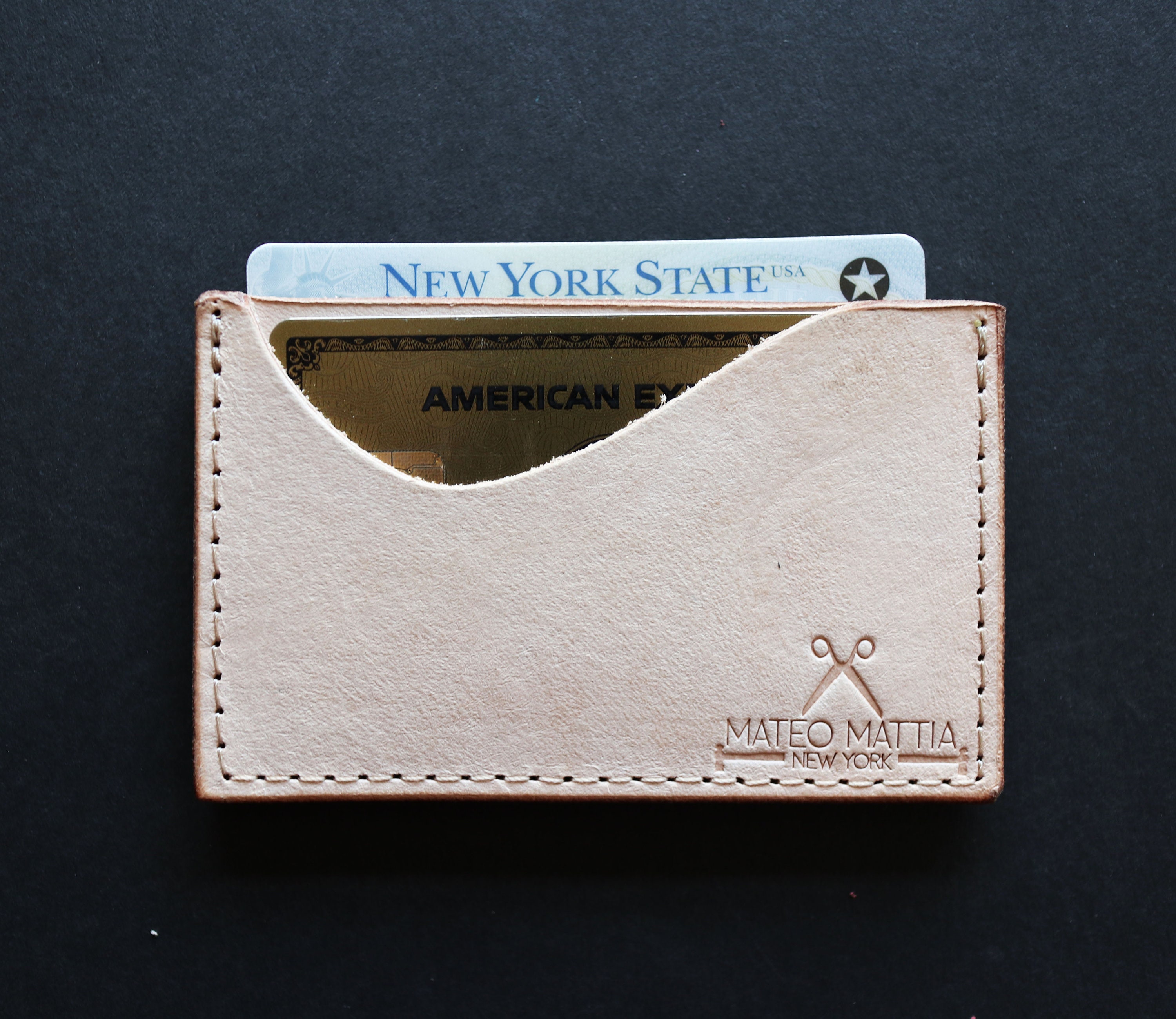 Mini Leather Card Wallet - Natural Vegetable Tan - Etsy