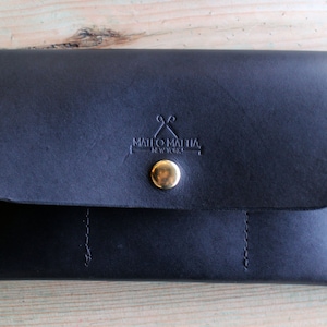 Monedero de cuero negro para mujer