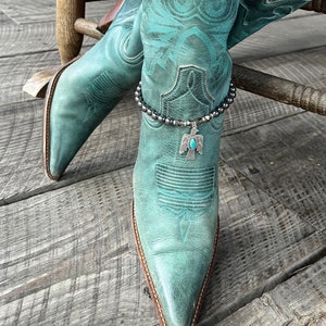 Thunderbird Cowgirl Boot Bracelet | Turquoise Western Boot Jewelry for Cowboy Boots | Western Jewelry Boot Necklace | Cowgirl Accessory