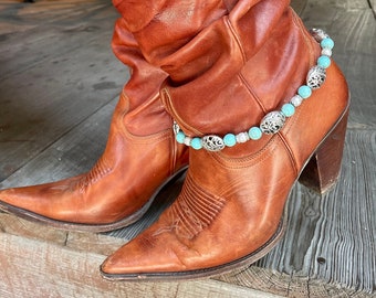 Western Jewelry Turquoise Boot Chain for Cowboy Boots | Cowgirl Boot Bracelet | Country Girl Gift