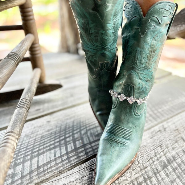 Rhinestone Cowboy Boot Bracelet - Perfect Glam Boot Bling Jewelry Chain for Disco Cowgirl Bachelorettes and Rhinestone Cowgirls!