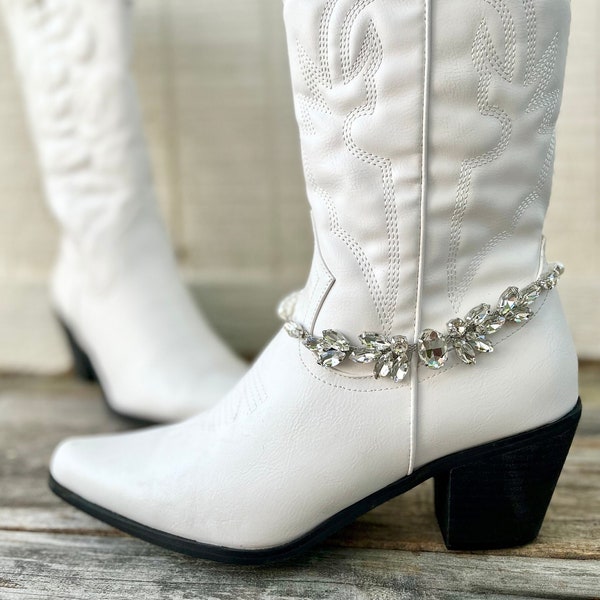 Bracelet botte de mariage western pour mariée - Accessoire parfait pour bottes de cowboy en perles et strass pour les fêtes champêtres et rustiques dans la grange